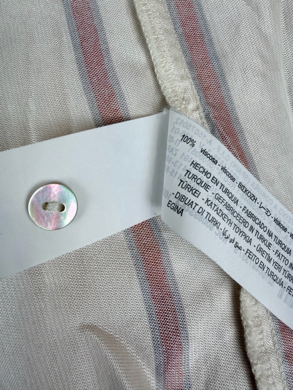 ZARA • Cream/Rust Striped Long Sleeve Button-Down Mini Shirt Dress, S - Picture 12 of 13